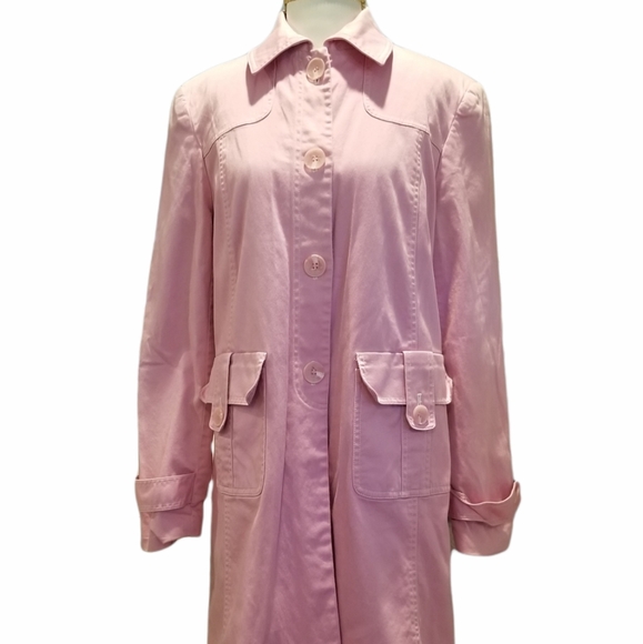 Bandolino Jackets & Blazers - Bandolino Women's Pink Trench Coat Stretch Front Button Closure / Pockets Sz 10